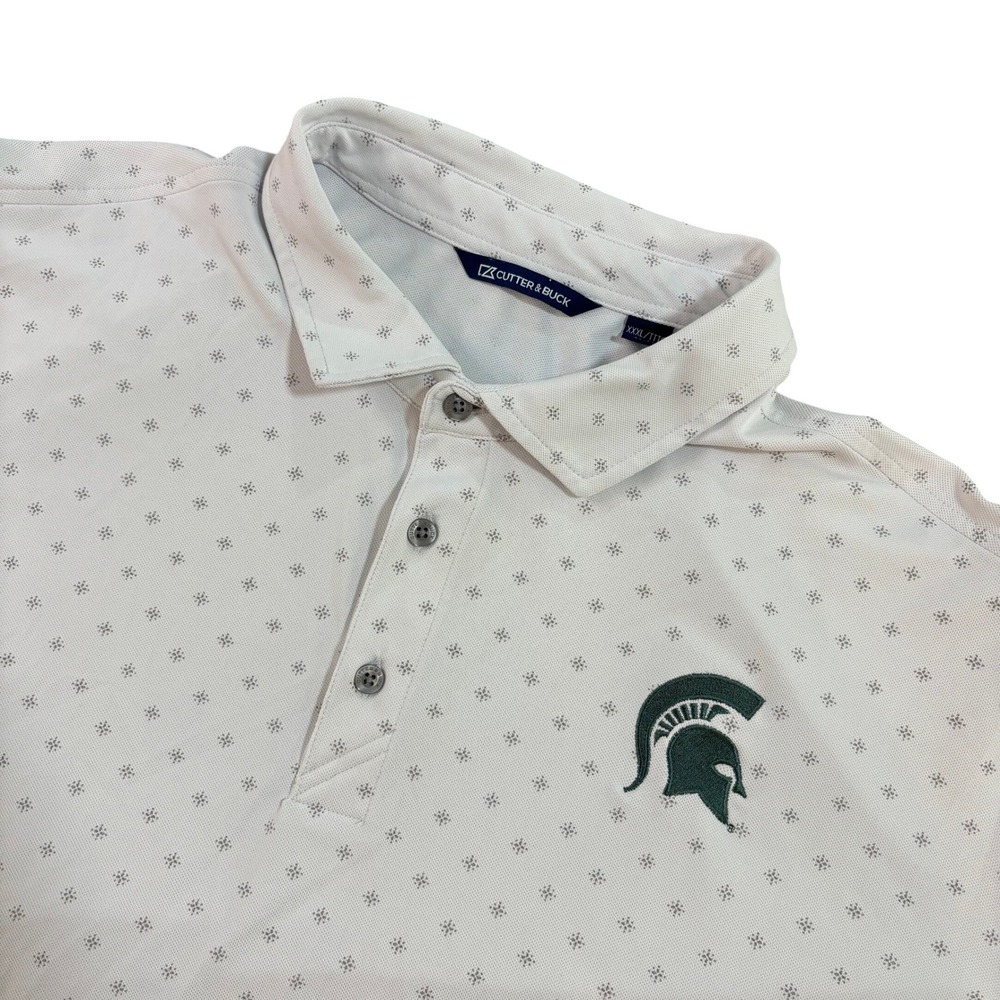 CUTTER & BUCK Mens XXXL White Golf Polo Michigan State Spartans Performance